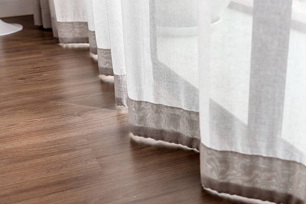 istock Brown Curtain with Beautiful Sun Light 629531584