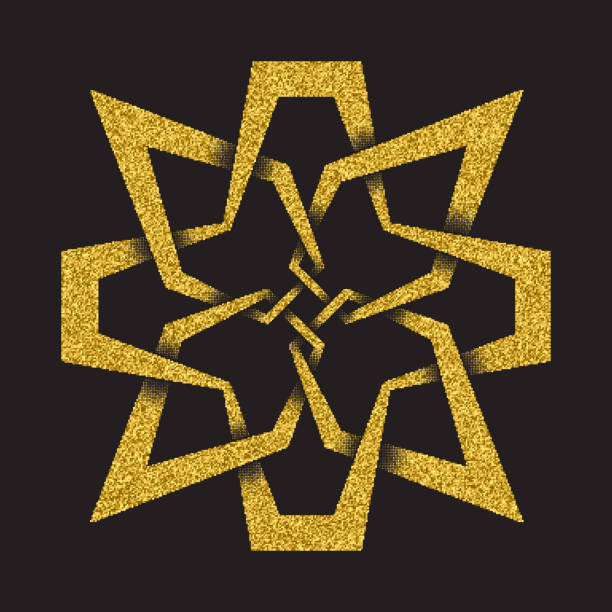 ilustrações de stock, clip art, desenhos animados e ícones de golden glittering symbol in celtic style on black background - celtic culture cross cross shape mandala