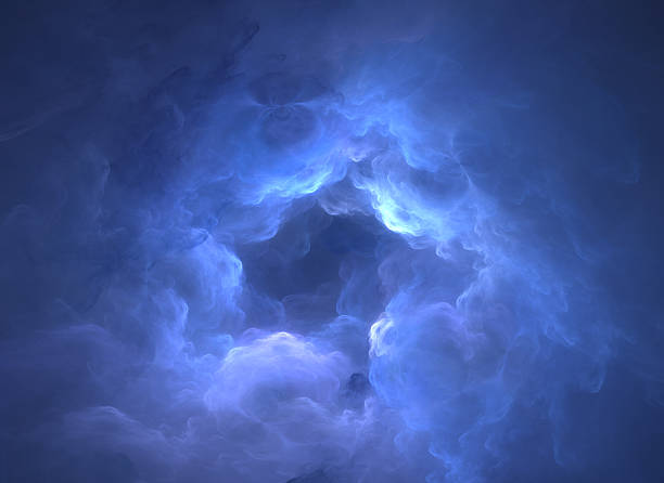 blauer rauchtunnel - fantasiewelt stock-fotos und bilder