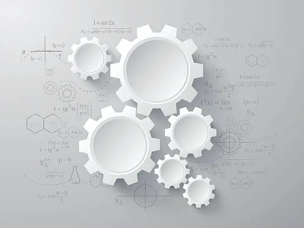 Vector illustration of Three dimensional gears