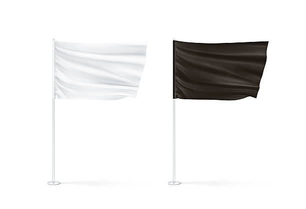 istock Blank black and white flag mockup set, waving 629552616