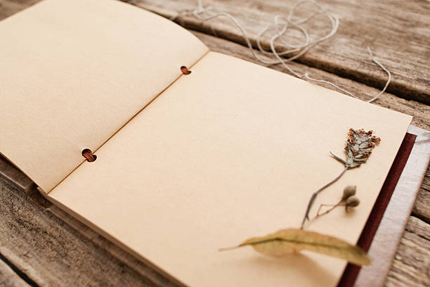 istock Album with herbarium on page mockup 629552624