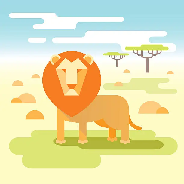 Vector illustration of Lion - king of the savannah