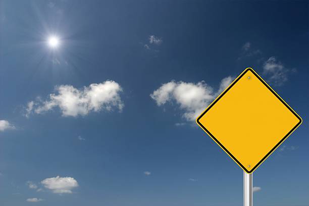 istock Warning road sign blank copy space 629555118