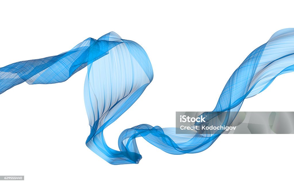 Illustration satin3d bleue fluide sur fond blanc - Photo de En matière textile libre de droits
