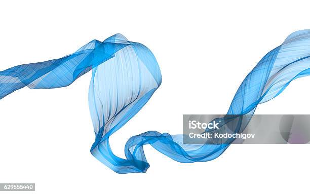 Photo libre de droit de Illustration Satin3d Bleue Fluide Sur Fond Blanc banque d'images et plus d'images libres de droit de En matière textile - En matière textile, Vent, Écharpe