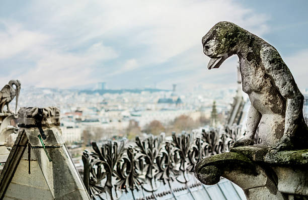 The cat sculpture on the roof of Cat House in Riga, Latvia.