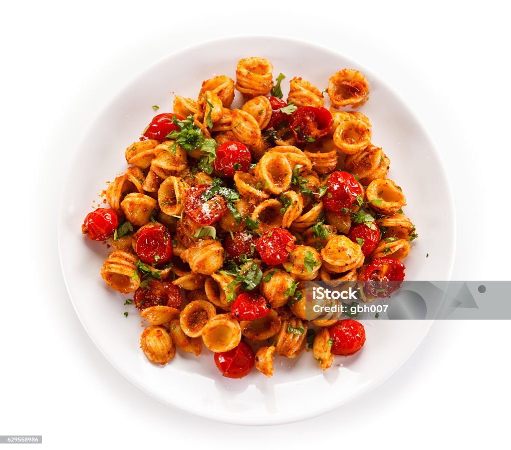 Nudeln mit Fleisch, Tomatensoße und parmesan  - Lizenzfrei Nudeln Stock-Foto