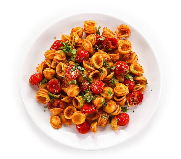 Pasta with meat, tomato sauce and parmesan