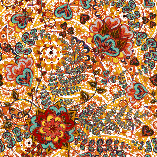 istock vector floral pattern with colorful fantasy plants, flowers and leaves 629565484