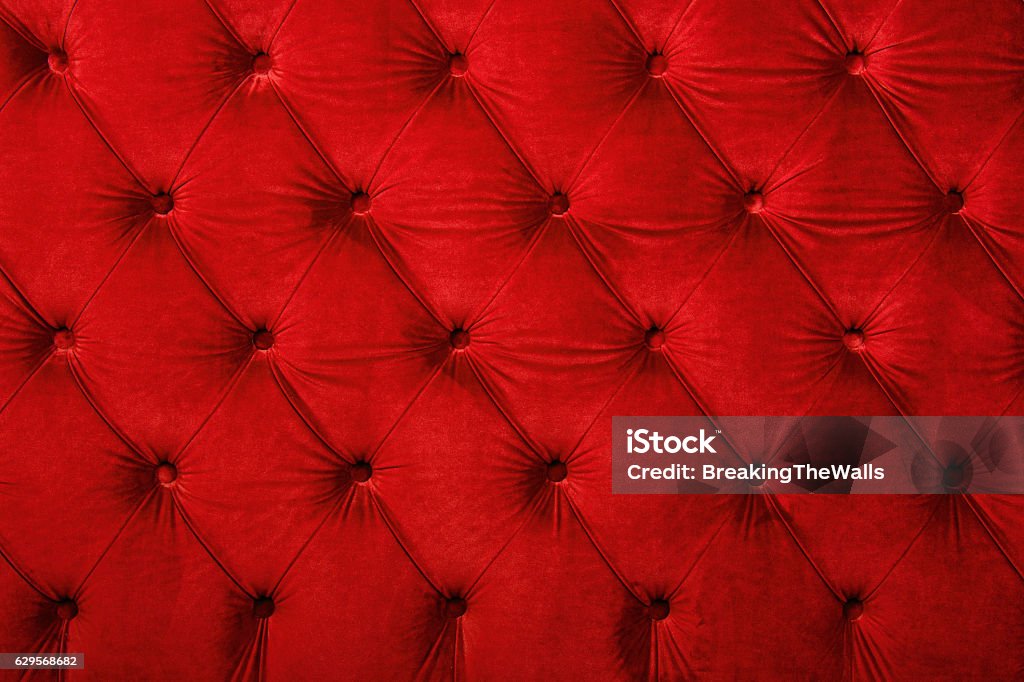 Tela hechas capitone rojo textura de tapicería - Foto de stock de Terciopelo rojo - Material libre de derechos