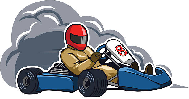 ilustrações, clipart, desenhos animados e ícones de executar gokart rápido - go cart