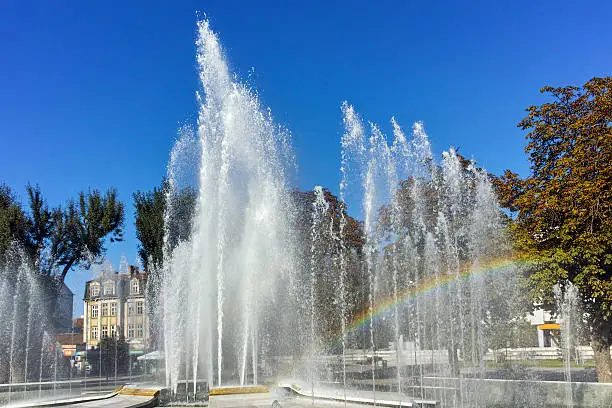Photo of Fountain and rainbow in the center of Pleven, Bulgaria