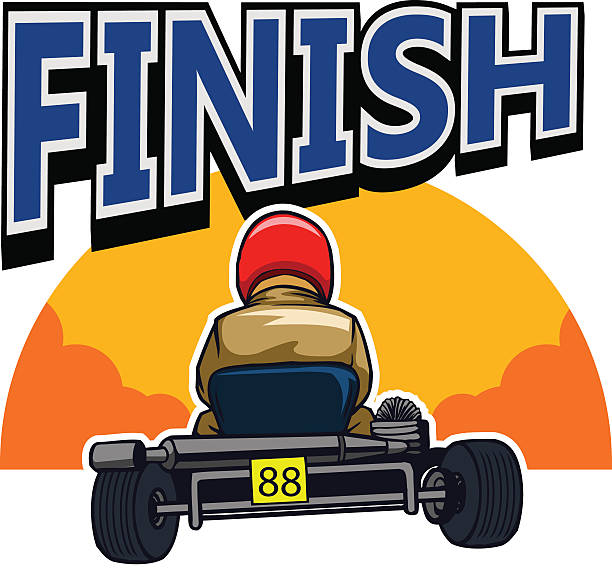 ilustrações, clipart, desenhos animados e ícones de terminar a corrida gokart - go cart