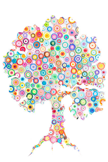 istock Concept of tree on colorful paper made with quilling technique 629573768