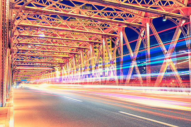 istock Shanghai Garden Bridge Traffic at night 629579880