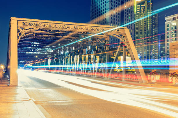 istock Shanghai Garden Bridge Traffic at night 629581374
