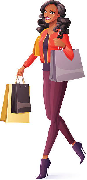350 African American Woman Shopping Bags Illustrations & Clip Art - iStock