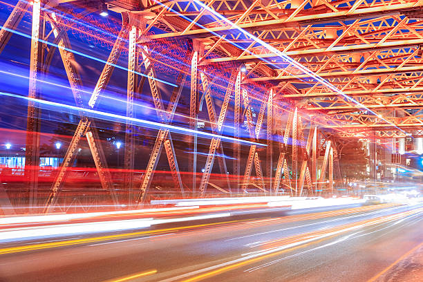 istock Shanghai Garden Bridge Traffic at night 629583108