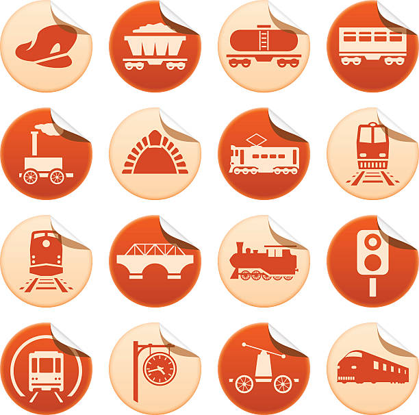 eisenbahn-aufkleber - electric train illustrations stock-grafiken, -clipart, -cartoons und -symbole