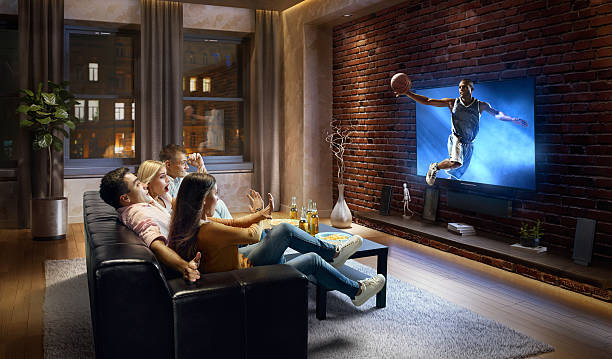 istock Couples watching Basketball game at home 629584602