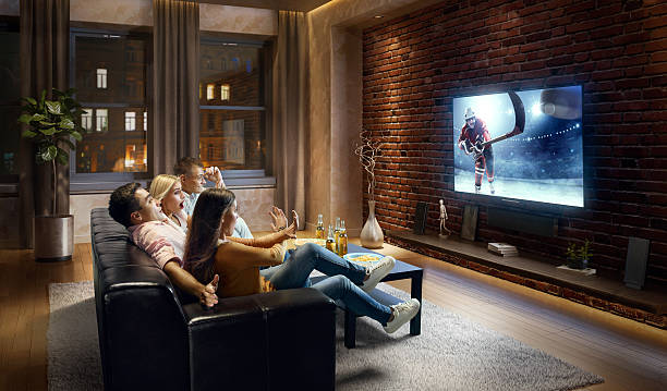 istock Couples watching Ice Hockey game at home 629585140