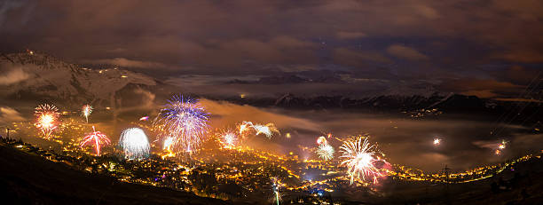 istock New years eve firework panorama Verbier 629585466