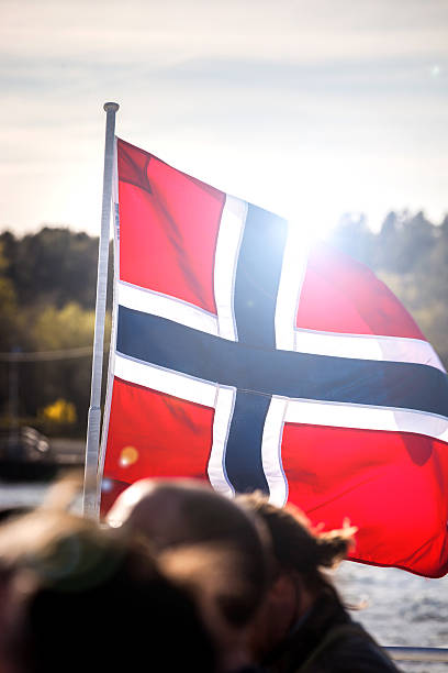 istock Norwegian national flag close up on a ship 629590826