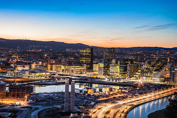 istock Modern office buildings in Oslo 629591990
