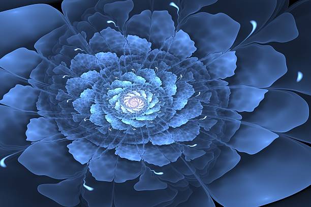 Blue Fractal flower spiral stock photo