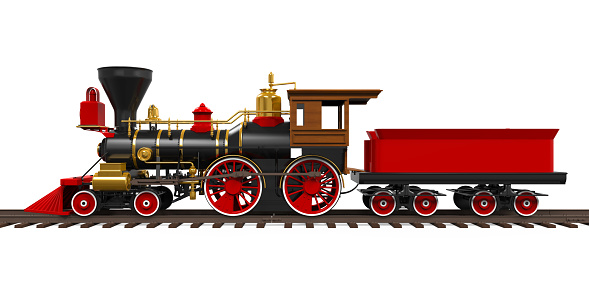 Old Locomotive Train isolated on white background. 3D render