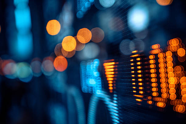 istock display stock market numbers and graph 629605168