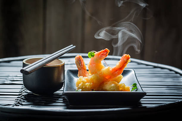 istock Yummy shrimp in tempura with red sauce 629605736