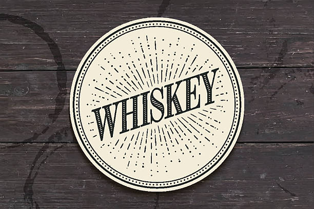 ilustraciones, imágenes clip art, dibujos animados e iconos de stock de montaña rusa de bebidas para vidrio con la inscripción whisky - coaster