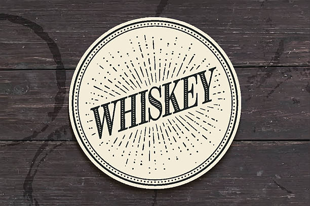podstawka do napojów do szkła z napisem whiskey - podstawka pod szklankę stock illustrations