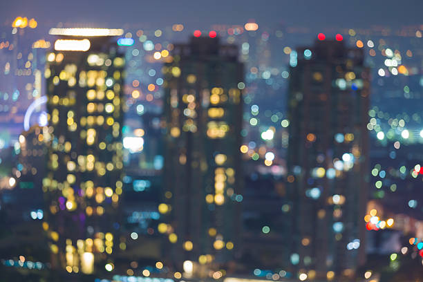 istock Night city building blurred lights,  abstract background 629616686