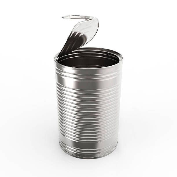 News can Open metal tin can on white background 3D rendering can stock pictures, royalty-free photos & images