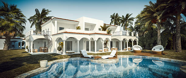 istock Beautiful Luxury Villa With Swimming Pool 629625312
