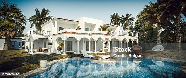 Beautiful Luxury Villa With Swimming Pool Stock Photo - Download Image Now - Luxury, Residential Building, Swimming Pool