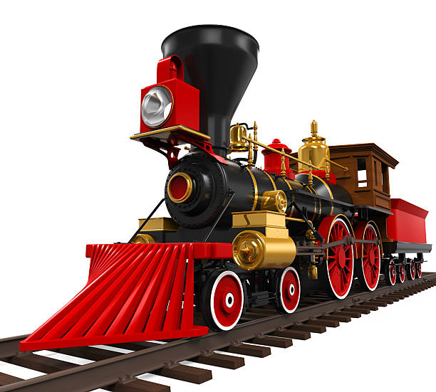 Old Locomotive Train isolated on white background. 3D render