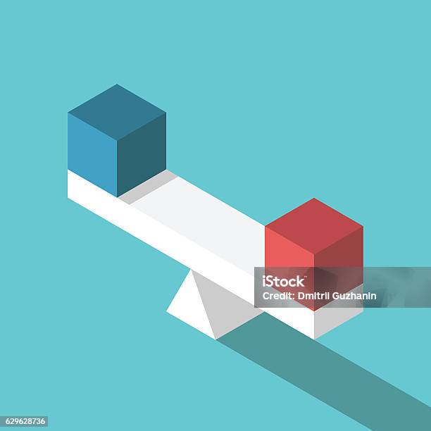 Isometric Scales With Cubes Stock Illustration - Download Image Now - Weight Scale, Two Objects, Concepts