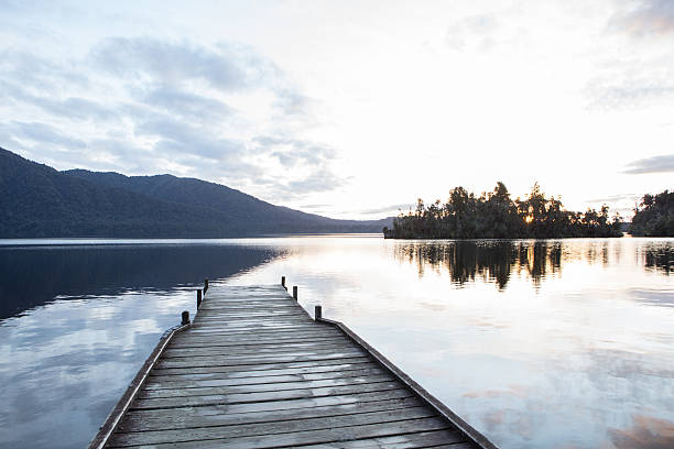 istock Wooden pier lying on lake 629628910