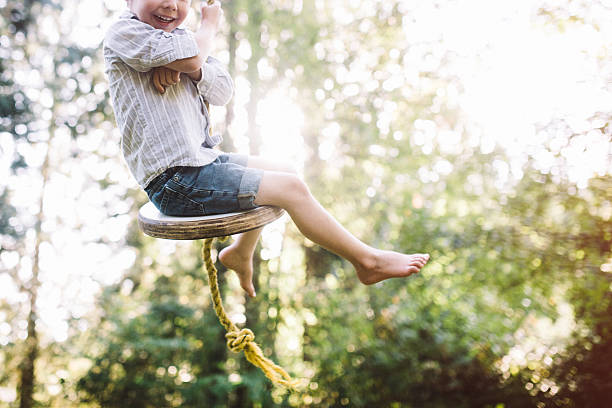 istock Cute Boy on Rope Swing 629629776