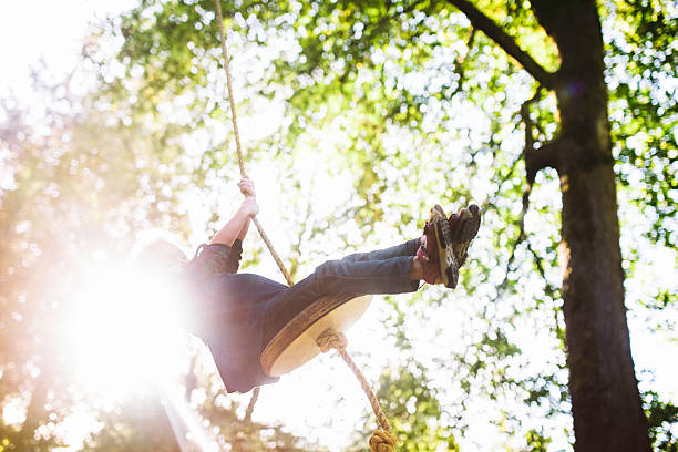 istock Cute Girl on Rope Swing 629629862