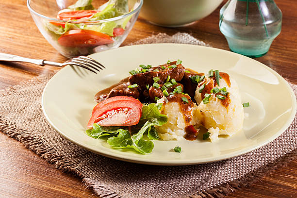 istock Goulash with boiled potatoes 629639378