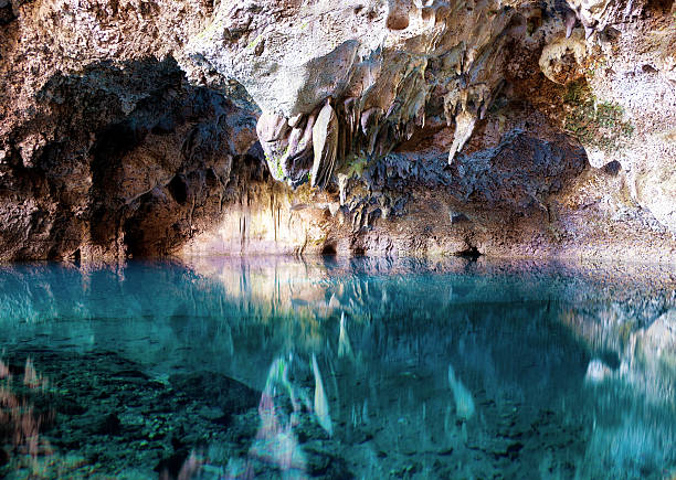 The 3 Eyes National Park The 3 Eyes National Park ("Los tres ojos") in Santa Domingo stalactite stock pictures, royalty-free photos & images