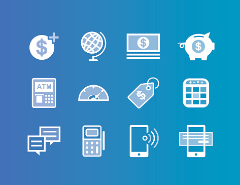 Set of financial and transaction icons