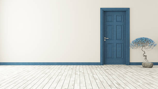 istock dark blue door with wall 629655530