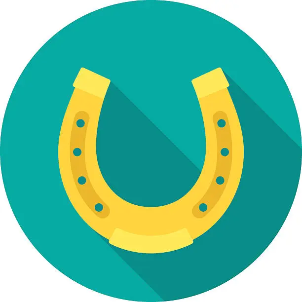 Vector illustration of Horseshoe icon with long shadow.