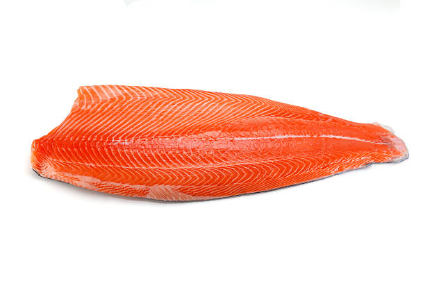 istock Fresh salmon fillet isolated on white backgrund 629665852